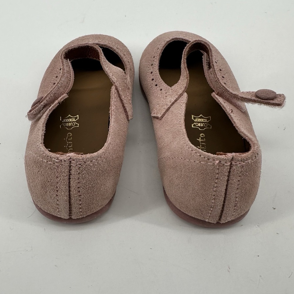Elephantito Suede Leather Mary Jane Scalloped Edge Pink Girls Size 7 US 24 EU - Picture 9 of 12
